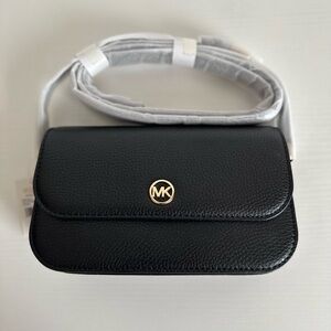 Michael Kors Jet Setter Black Crossbody Bag with Gold Logo - NWT